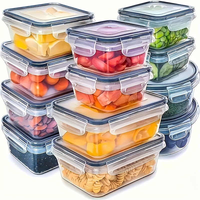 Food Storage With Dividers - 8Pcs 용기 4개 뚜껑 4개 세트