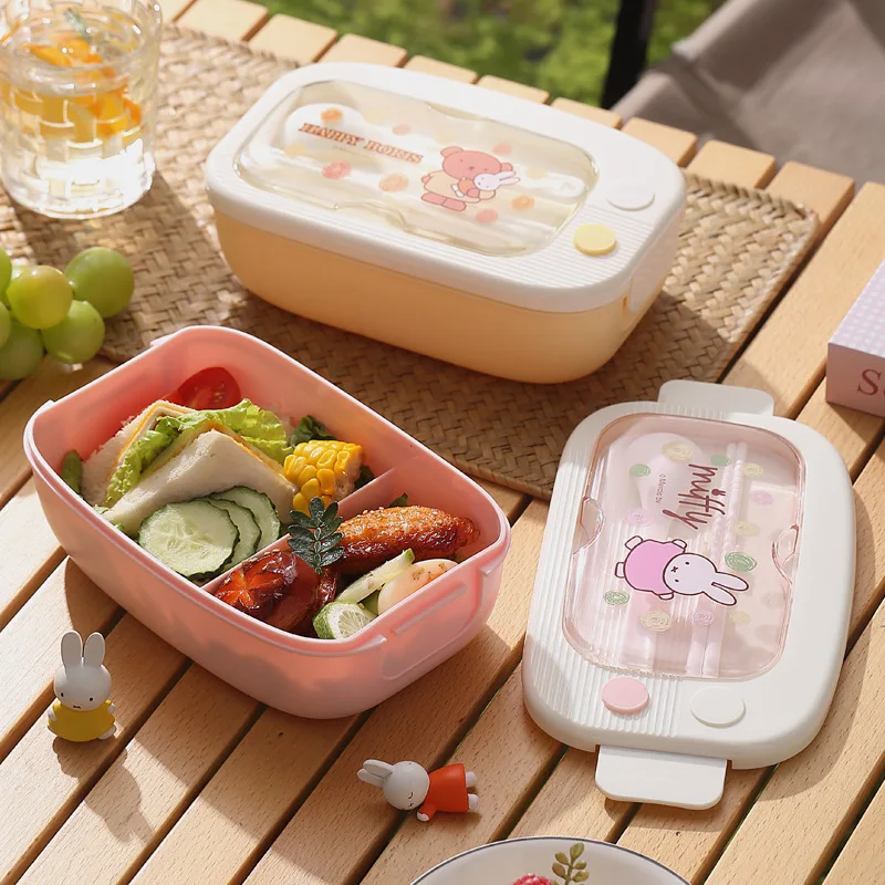 Food Storage Meals - 귀여운 미피 디자인의 단층 플라스틱 도시락통,
