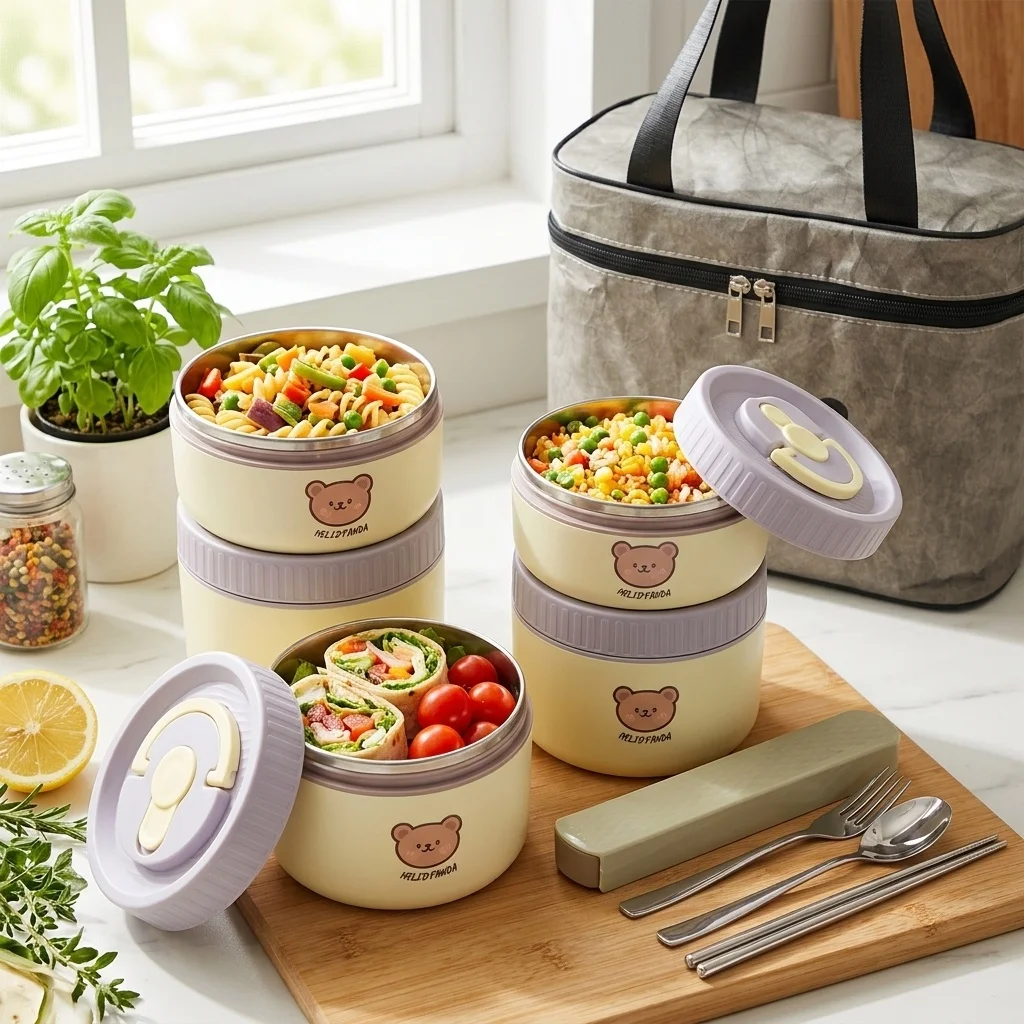 Food Storage Oven Safe - 304 스테인리스 스틸 소재의 보온 도시락통,