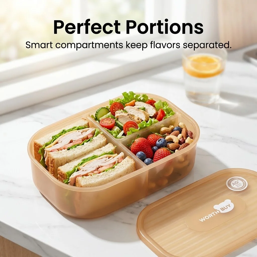 분리 가능한 플라스틱 도시락통, 전자레인지 사용 가능, - Food Storage With Dividers 리뷰 및 가격