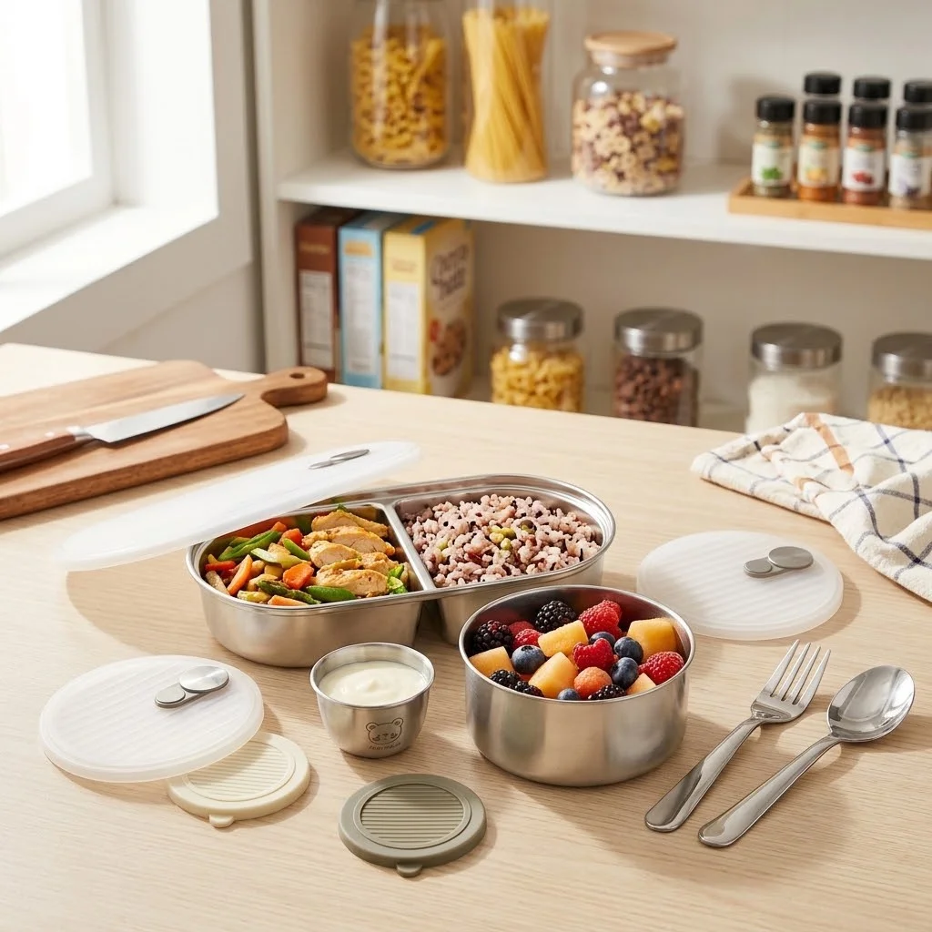전자레인지 사용 가능, 304 스테인리스 스틸 소재의  - Food Storage With Dividers 리뷰 및 가격