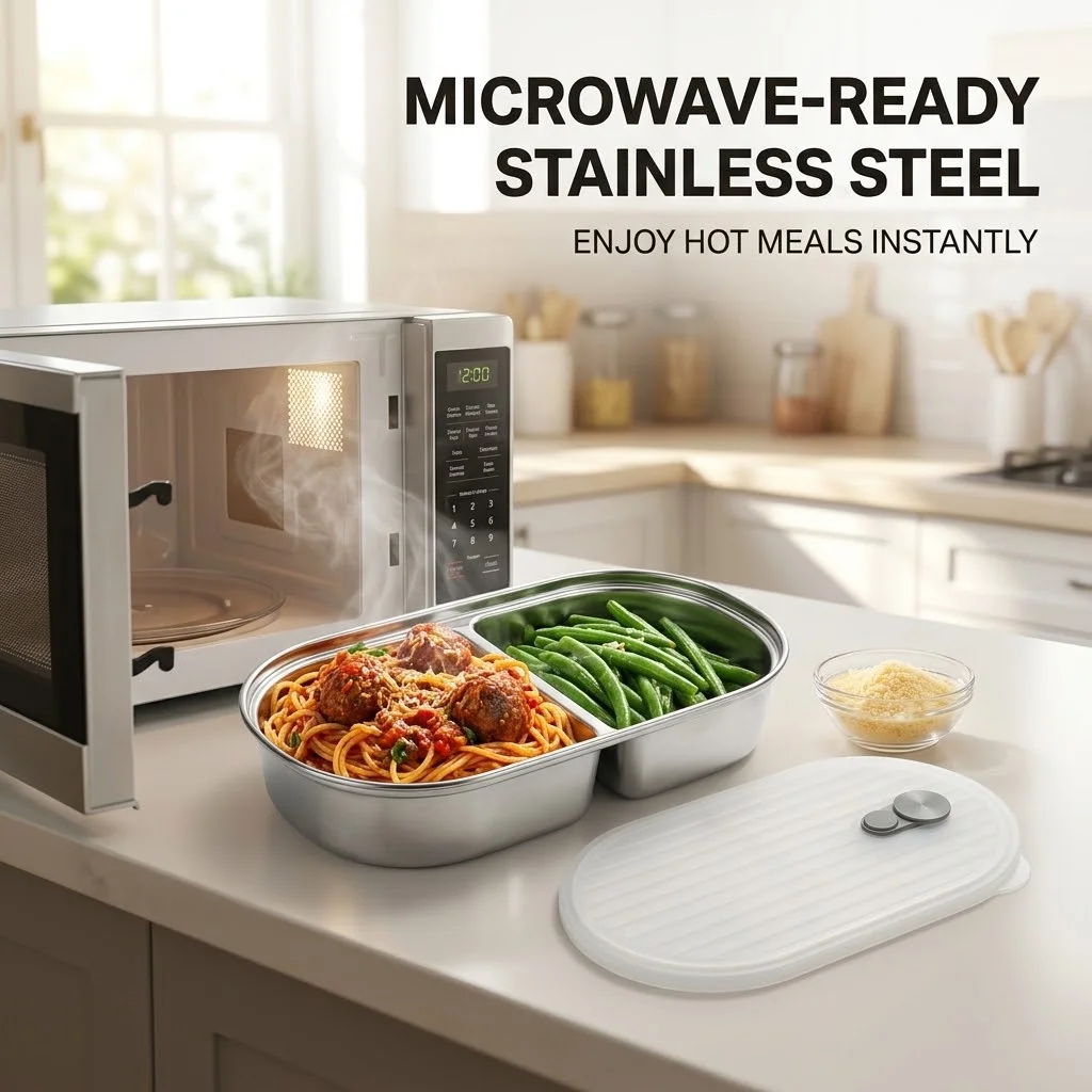 전자레인지 사용 가능, 304 스테인리스 스틸 소재의  - Food Storage With Dividers 리뷰 및 가격
