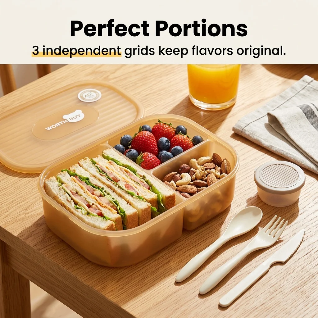 칸막이가 있는 플라스틱 도시락통, 3칸 분리형, 어린이 - Food Storage With Dividers 리뷰 및 가격