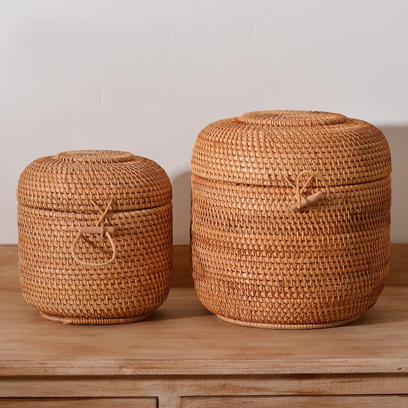 뚜껑이있는 손으로 짠 등나무 차 보관 상자 Puer 티 - Food Storage With Dividers 리뷰 및 가격