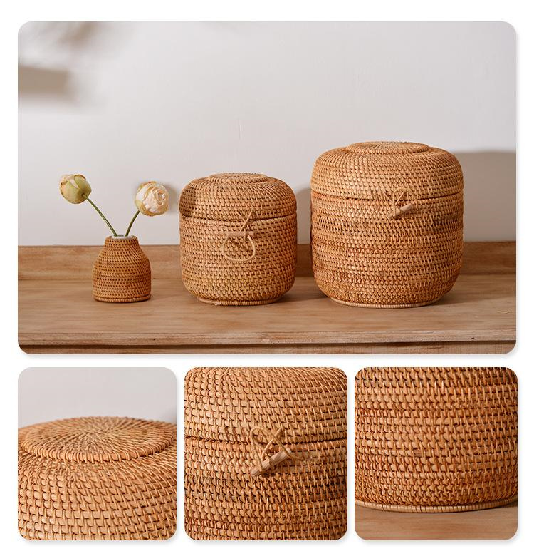 뚜껑이있는 손으로 짠 등나무 차 보관 상자 Puer 티 - Food Storage With Dividers 리뷰 및 가격