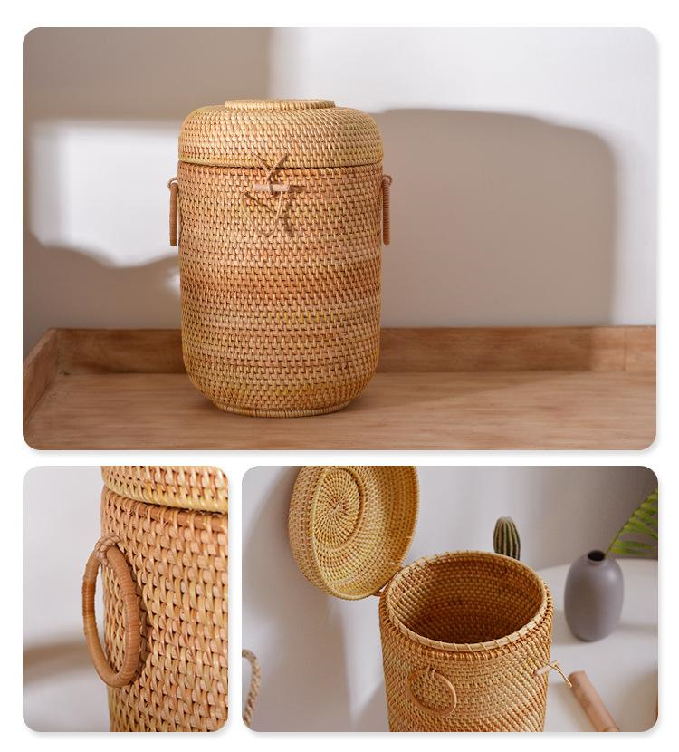 뚜껑이있는 손으로 짠 등나무 차 보관 상자 Puer 티 - Food Storage With Dividers 리뷰 및 가격