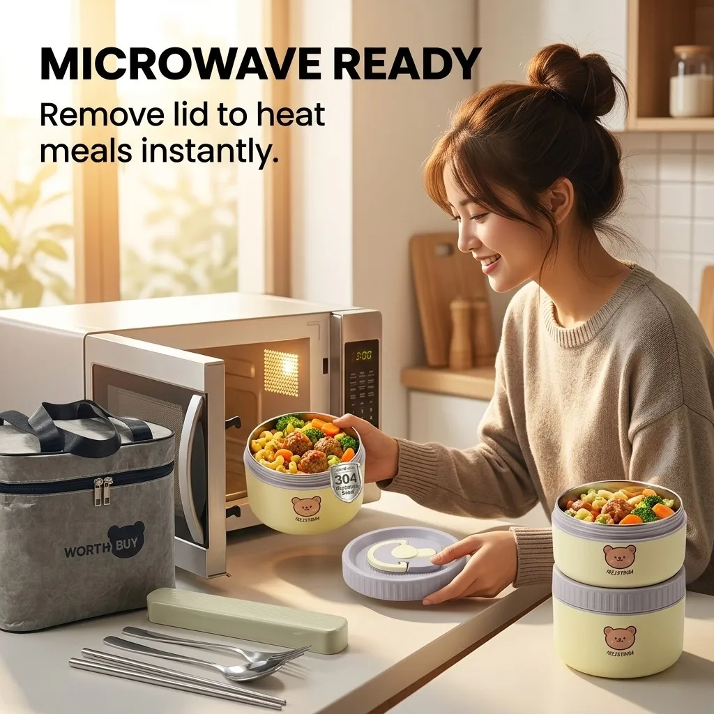304 스테인리스 스틸 소재의 보온 도시락통, 어린이  - Food Storage Oven Safe 리뷰 및 가격